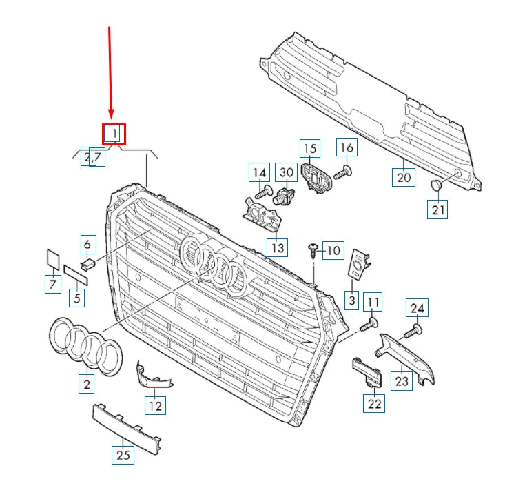 NEW AUDI A4 B9 FRONT RADIATOR GRILLE 8W0853651BSFUQ ORIGINAL