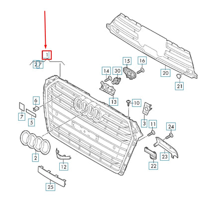 NEW AUDI A4 B9 FRONT RADIATOR GRILLE 8W0853651BSFUQ ORIGINAL