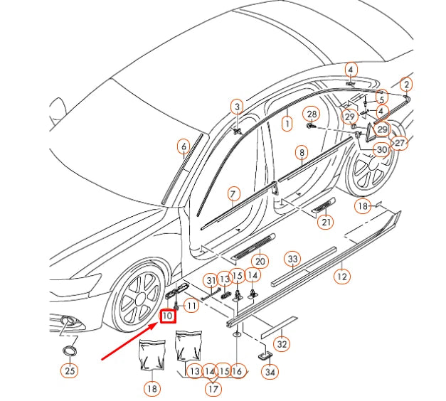 NEW AUDI A6 C7 FRONT RIGHT ROCKER PANEL SILL BRACKET HOLDER 4G0853922B ORIGINAL
