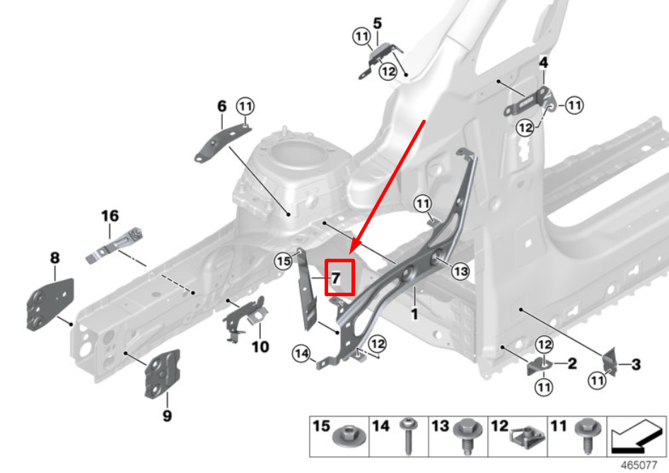 new bmw 2 f45 left side panel cross-support 7408661 41007408661 original