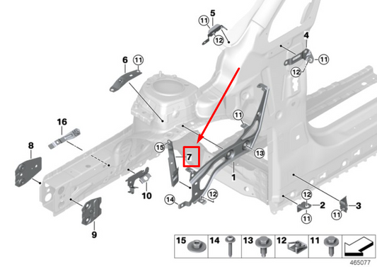 new bmw 2 f45 left side panel cross-support 7408661 41007408661 original