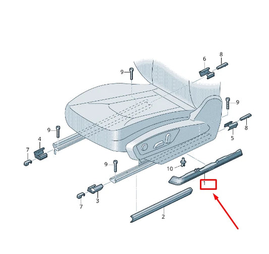 NEW AUDI Q8 4MN RIGHT OUTER SEAT GUIDE RAIL COVER 4M0881458B4PK