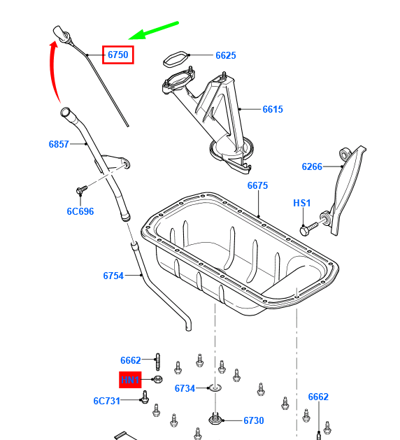 new ford focus mk2 oil dip stick 1695517 9m5q-6750-ca original
