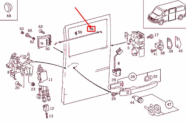 NEW MERCEDES-BENZ SPRINTER 906 SIDE DOOR LOCK CABLE A901760010464 ORIGINAL