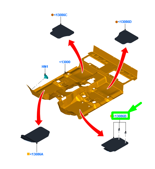 new ford ranger t6 mk1 front right floor mat rhd 2333921 original