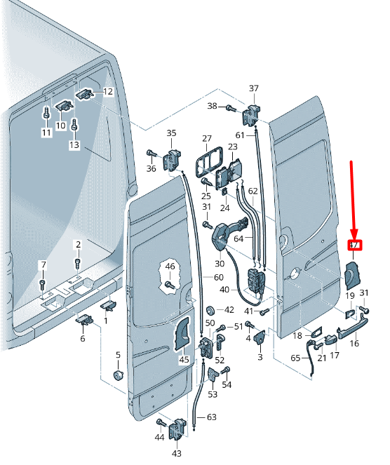 NEW VW CRAFTER 2F MK1 REAR RIGHT WING DOOR HANDLE COVER 2E1827686B ORIGINAL