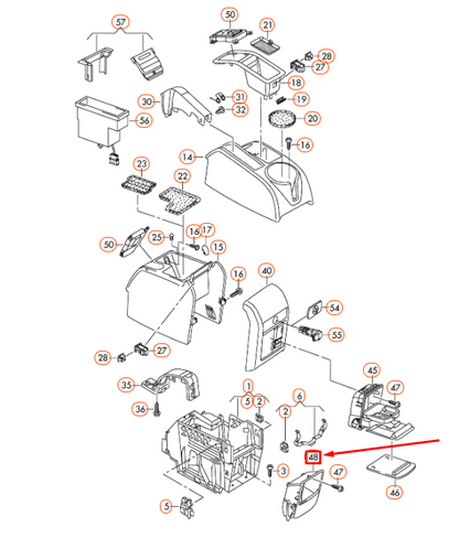 NEW VOLKSWAGEN EOS CENTRE CONSOLE REAR STOWAGE COMPARTMENT 1K5863383C81U