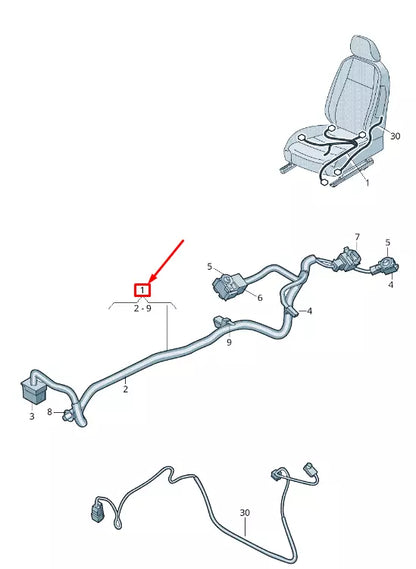 NEW VOLKSWAGEN T-ROC A11 FRONT RIGHT SEAT CABLE HARNESS RHD 5NC971392A