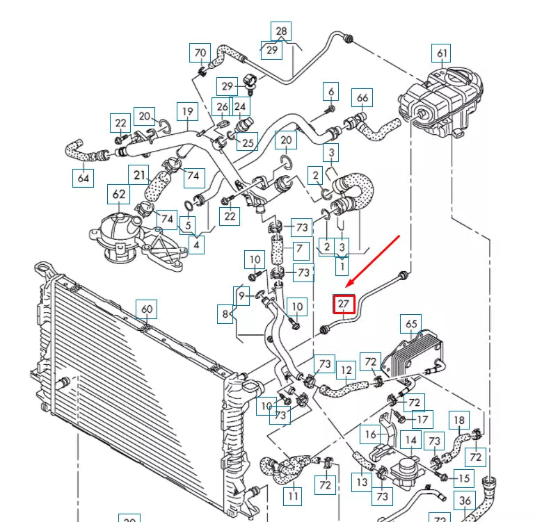 NEW AUDI A6 C7 FRONT LEFT COOLING BREATHER LINE 4G0121081EJ ORIGINAL