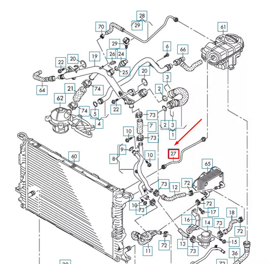 NEW AUDI A6 C7 FRONT LEFT COOLING BREATHER LINE 4G0121081EJ ORIGINAL