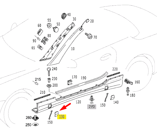 NEW MERCEDES-BENZ SL R230 FRONT RIGHT JACK TUBE COVER A23069838309999 ORIGINAL