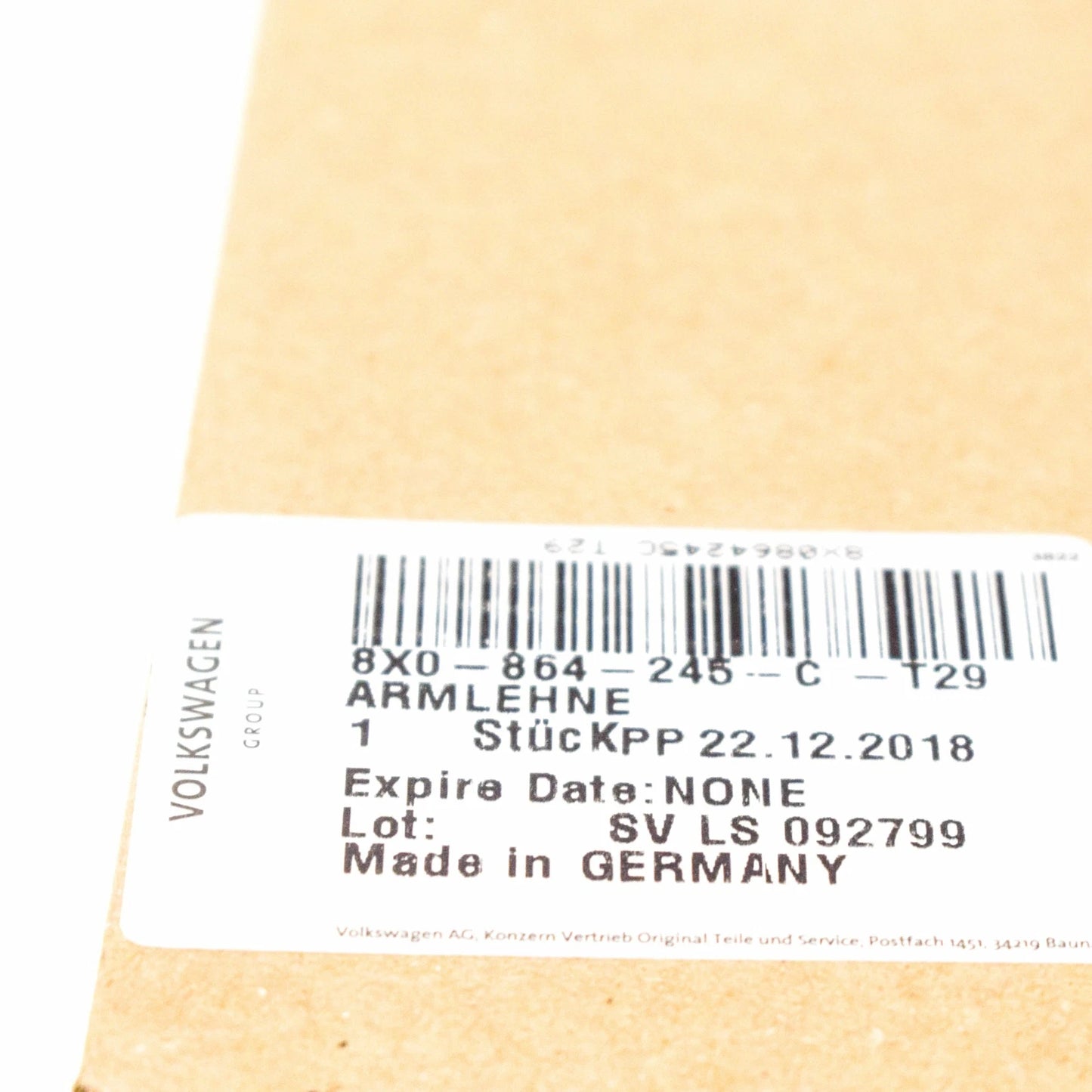 NEW AUDI A1 8X CENTER CONSOLE UPPER ARMREST PART 8X0864245CT29