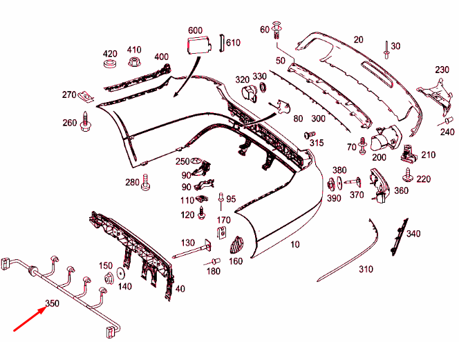 new mb cls c218 rear bumper parktronic wiring harness a2185402932 original