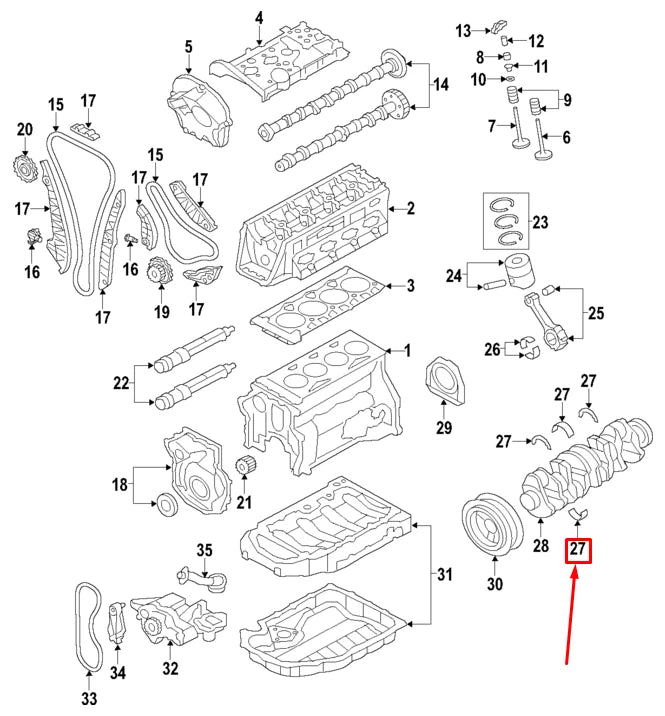 NEW AUDI A4 AVANT B8 ENGINE LOWER CRANKSHAFT BEARING 06H105591JWEI ORIGINAL