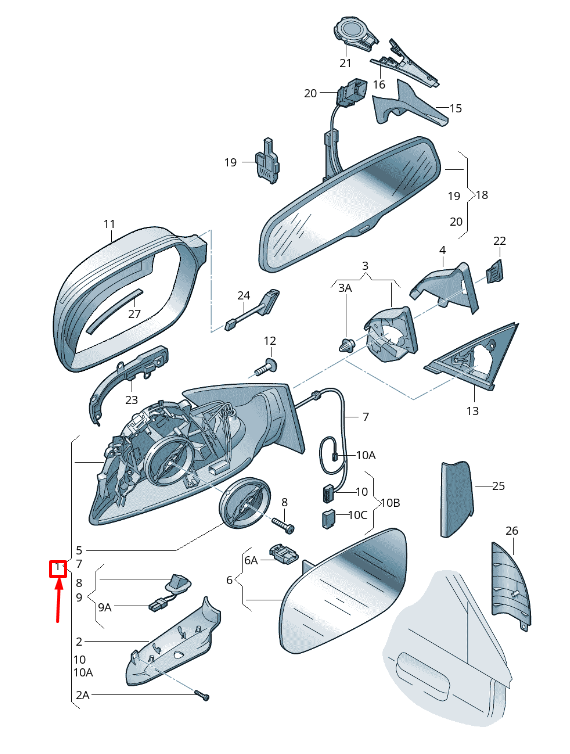 new audi a3 sportback 8p front right side wing mirror rhd 8p2858532gc01c