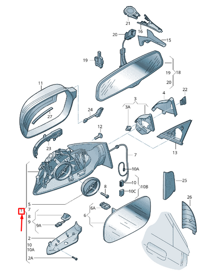 new audi a3 sportback 8p front right side wing mirror rhd 8p2858532gc01c