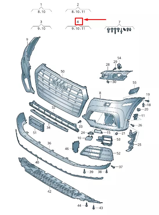 NEW AUDI Q5 FY FRONT RIGHT BUMPER COVER 80A807108M GRU 80A807108MGRU ORIGINAL