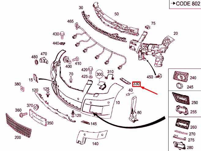 NEW MERCEDES-BENZ GLK X204 FRONT BUMPER LEFT RAIL A2048810306 ORIGINAL