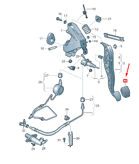 new vw transporter vi t6 clutch pedal pad 3d1721173a original