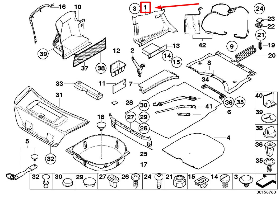 NEW BMW 5 E60 RIGHT TRUNK WHEEL HOUSING PANEL 51477024858 7024858 ORIGINAL