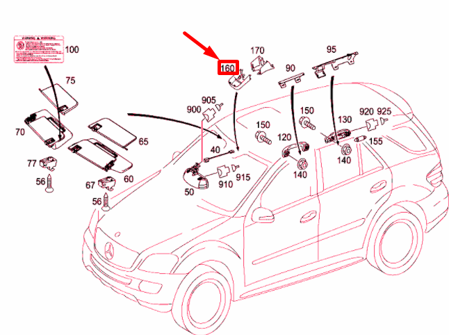 NEW MERCEDES-BENZ ML W164 INTERIOR MIRROR FRONT COVER A25181109078K67 ORIGINAL