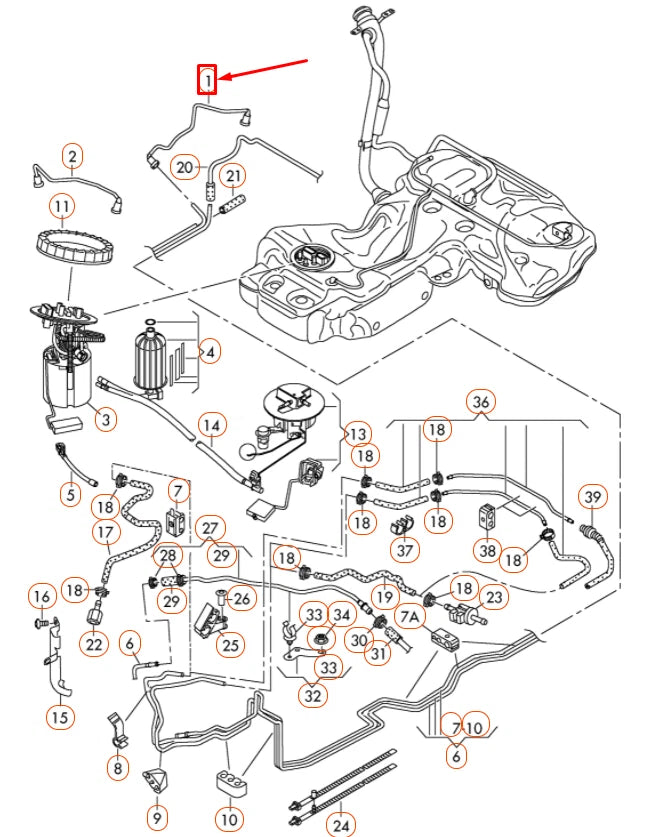 NEW AUDI A4 B8 FUEL FEED LINE 8K0201220A ORIGINAL