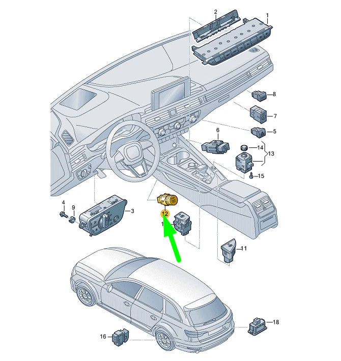 NEW AUDI A4 B9 START/STOP BUTTON RHD 8W2905217F ORIGINAL