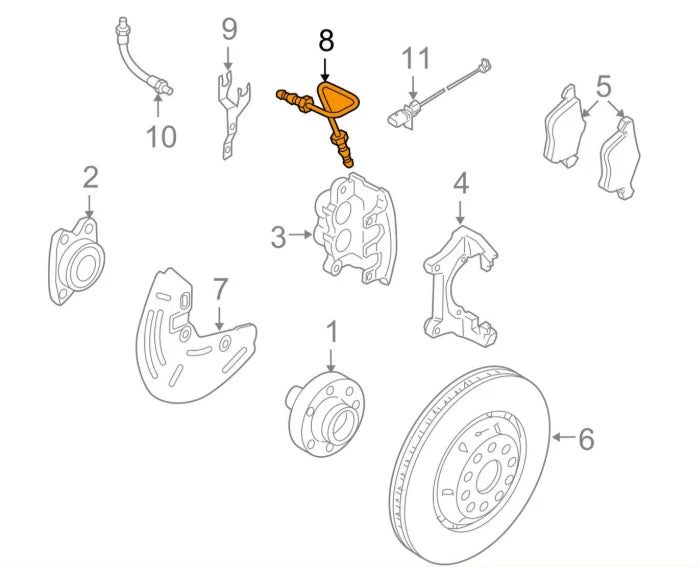 NEW AUDI A8 4E D3 FRONT LEFT BRAKE PIPE DRAIN TUBE 4E0611721H ORIGINAL