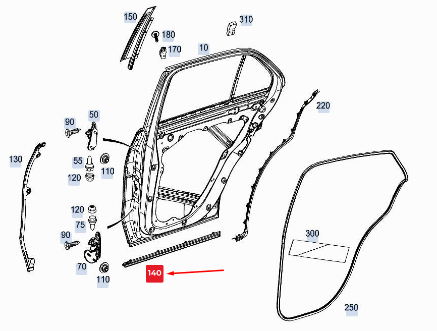 new mercedes-benz gle w167 rear right lower door end strip a1676980801 original