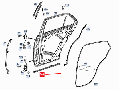 new mercedes-benz gle w167 rear right lower door end strip a1676980801 original