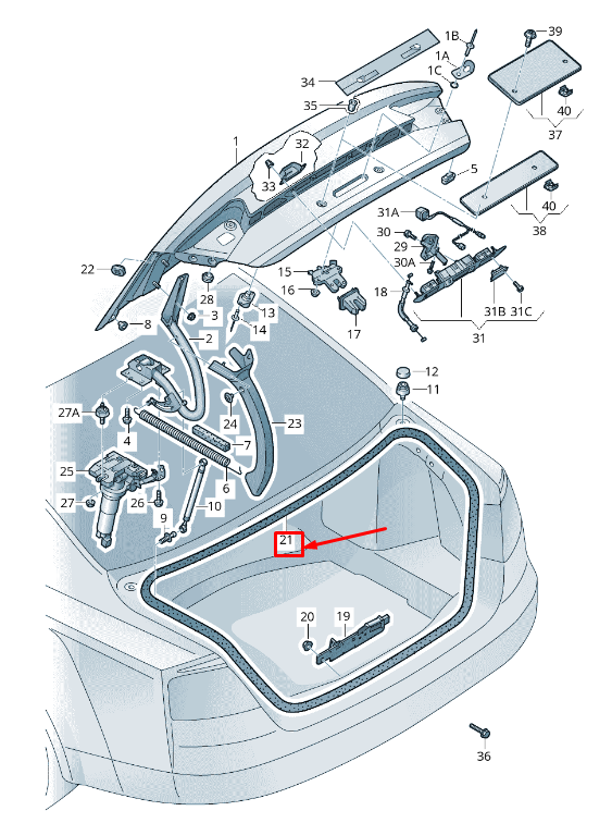 new audi a8 4h rear deck lid seal 4h0827705b original