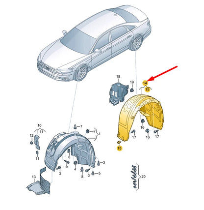 NEW AUDI A8 4N D5 REAR RIGHT WHEEL HOUSING LINER 4N0810172A
