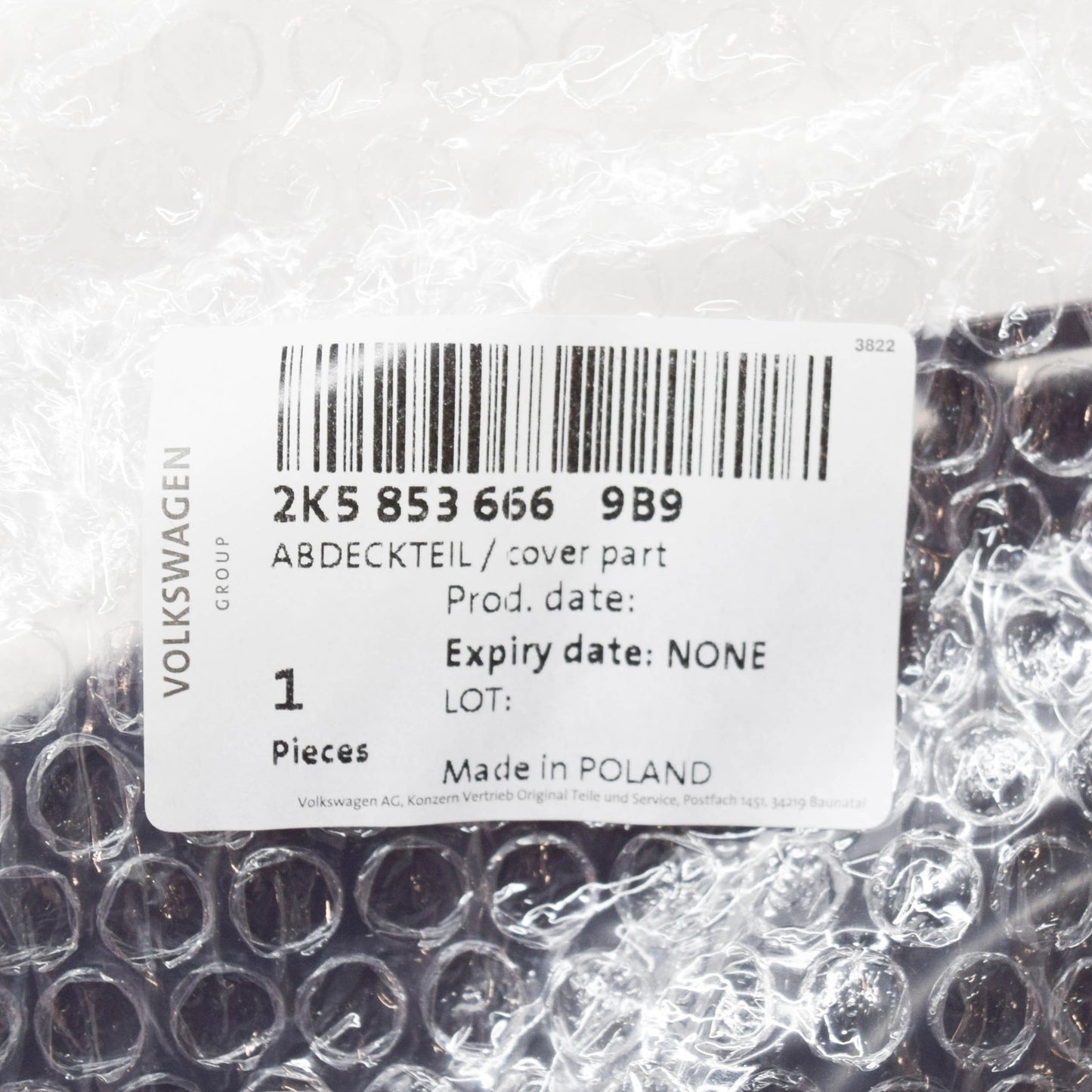 NEW VOLKSWAGEN CADDY 2K FRONT BUMPER RIGHT GRILLE TRIM 2K58536669B9 ORIGINAL