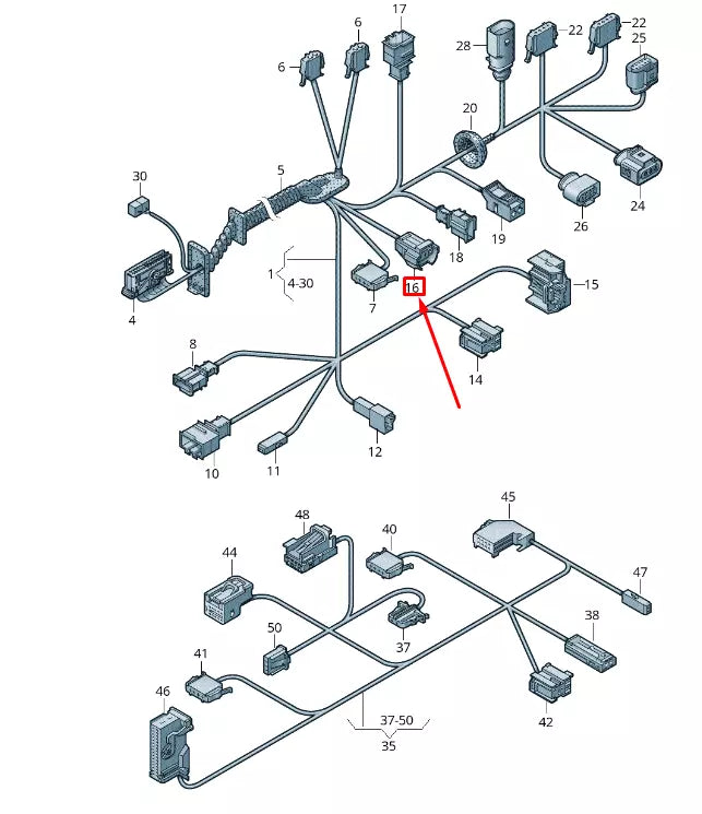 NEW VW TOUAREG 7P MK2 FRONT DOOR WIRING FLAT CONTACT HOUSING 6R0973323