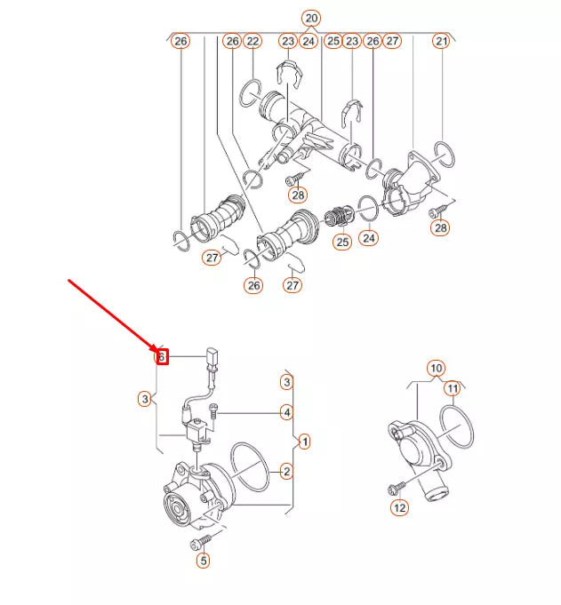 NEW AUDI A3 8V COOLANT PUMP FLAT CONTACT HOUSING 6X0973802A ORIGINAL