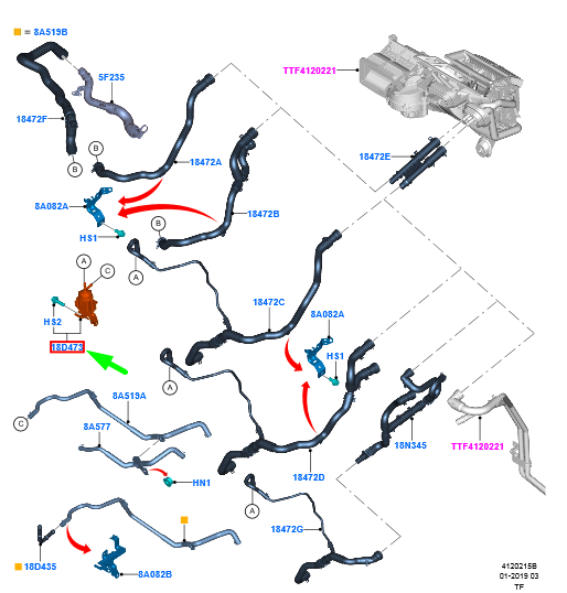 new ford transit custom mk1 heater additional water pump 2206386 original