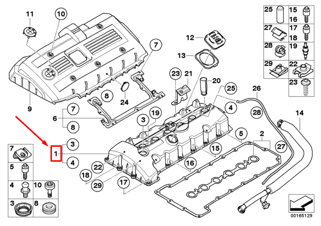 new bmw 5 e60 engine valve cover 11127548274 7548274 original