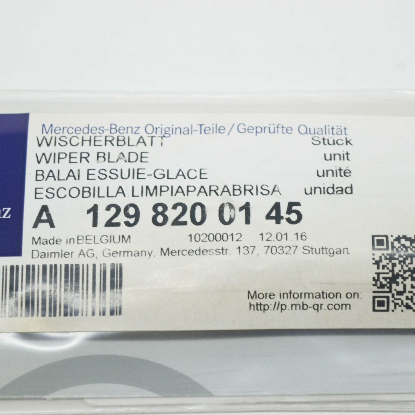 NEW MERCEDES-BENZ SL R129 FRONT HEADLIGHT WIPER BLADE A1298200145 ORIGINAL