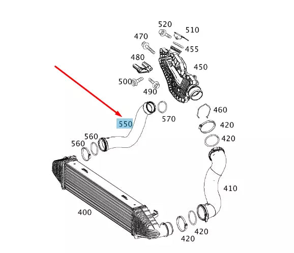 NEW MERCEDES-BENZ C W204 RIGHT SIDE INTERCOOLER HOSE A2045282082