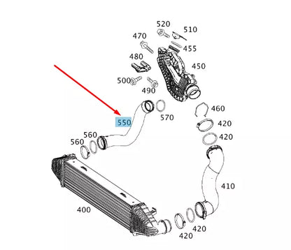 NEW MERCEDES-BENZ C W204 RIGHT SIDE INTERCOOLER HOSE A2045282082