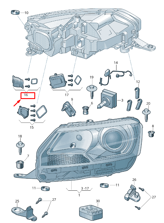 new skoda rapid nh left led headlight cooler module 5jc941645 original