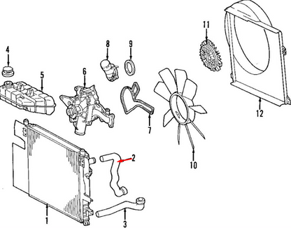 NEW MB M W164 LEFT SIDE RADIATOR UPPER PIPE HOSE A1645010282 ML500 ORIGINAL