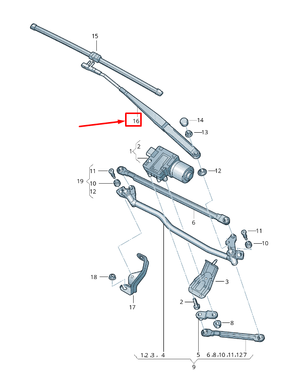 new audi a3 sportback 8p front left wiper arm rhd 8p2955407a original