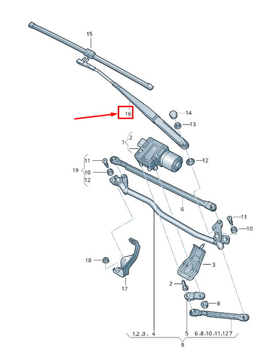 new audi a3 sportback 8p front left wiper arm rhd 8p2955407a original
