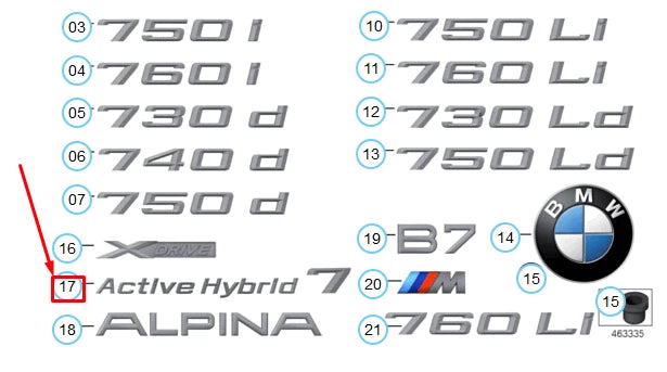 NEW BMW HYBRID 7 F01 REAR LEFT EMBLEM BAGDE 51147346553 7346553 ORIGINAL