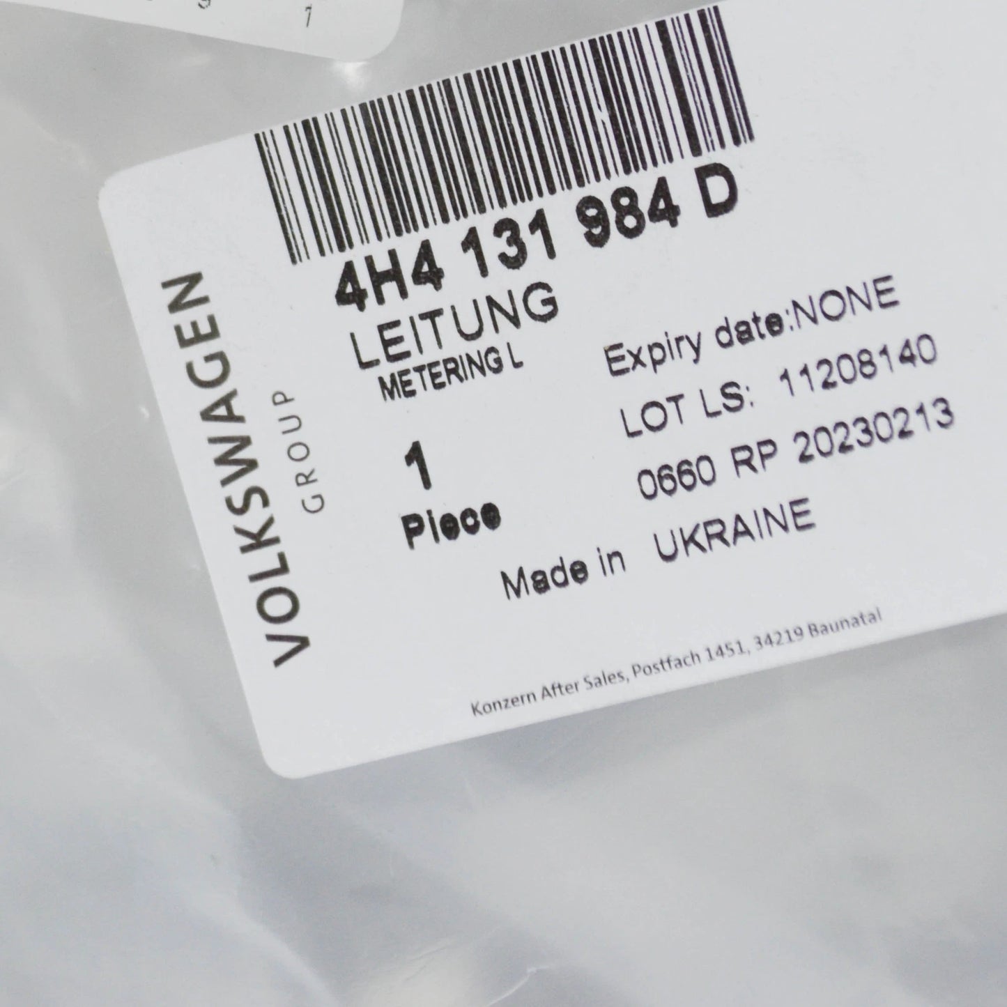 NEW AUDI A8 4H FRONT REDUCING AGENT INJECTOR METERING LINE 4H4131984D ORIGINAL