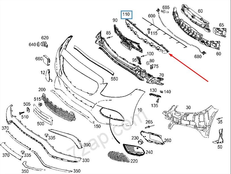 NEW MB C-CLASS W205 FRONT BUMPER SUPPORT BRACKET A2058851165 2015
