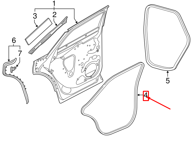 new audi q5 fy rear left door seal 80a839911e original