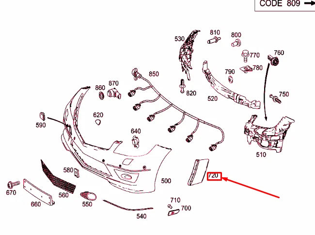 NEW MERCEDES-BENZ C W203 FRONT BUMPER LEFT COVER A2038850122