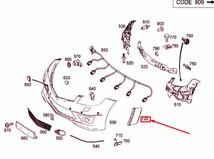NEW MERCEDES-BENZ C W203 FRONT BUMPER LEFT COVER A2038850122